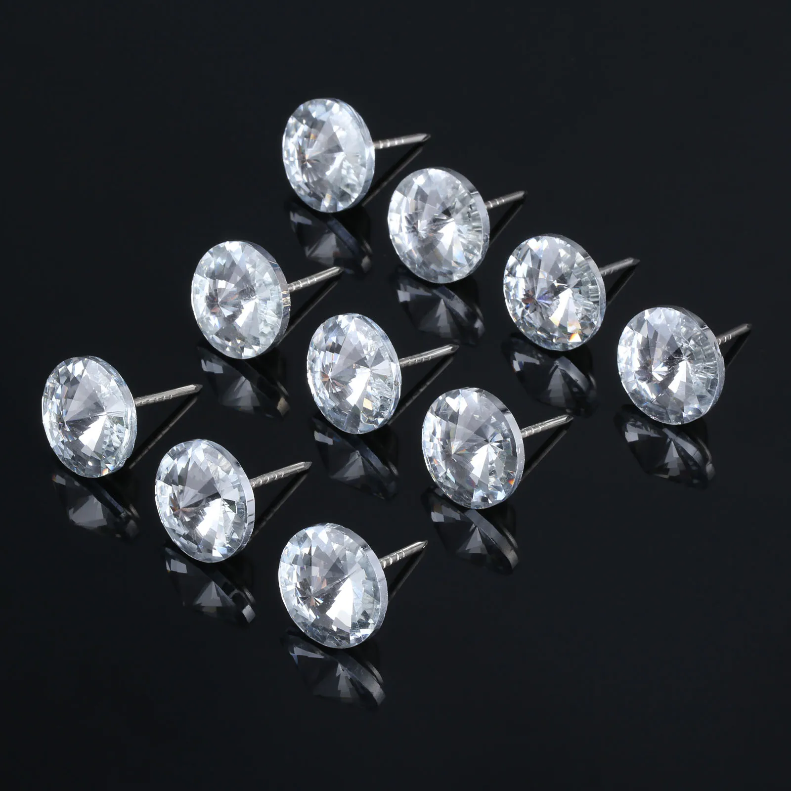 10Pcs Diamond Crystal Upholstery Nails Decorative Button Tack Studs Pins 20mm Dia Sofa Wall Decoration Furniture Accessories