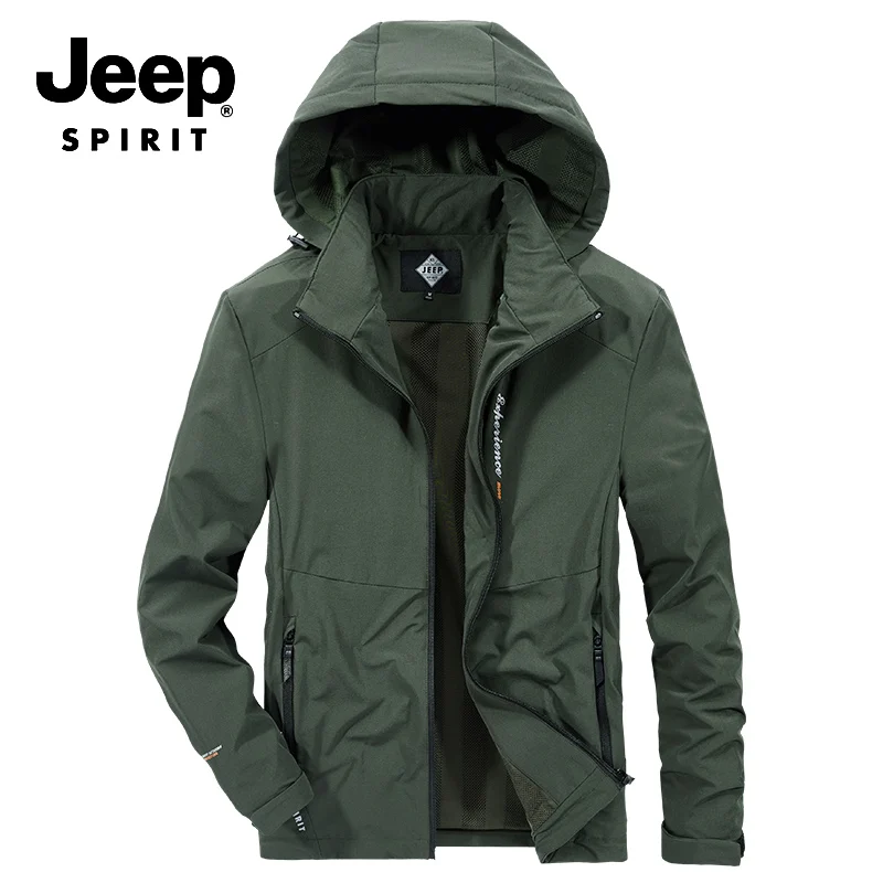 

JEEP SPIRIT Brand Autumn Jacket Men Fashion Hooded Collar Windbreaker Spring Coat Men Plus Size M-4XL Military Jacket