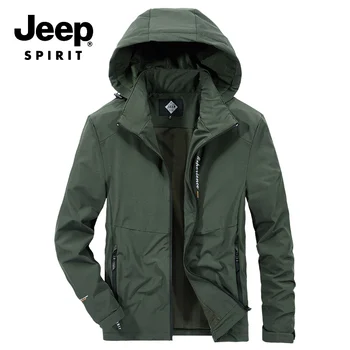 

JEEP SPIRIT Brand Autumn Jacket Men Fashion Hooded Collar Windbreaker Spring Coat Men Plus Size M-4XL Military Jacket