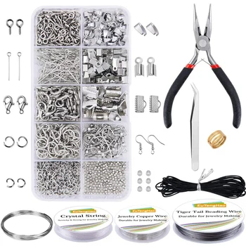 

Ewelry Making Supplies Kit Jewelry Repair Tool Set with Jewelry Pliers Beading Wires Open Jump Ring Lobster Clasps Necklace Cord