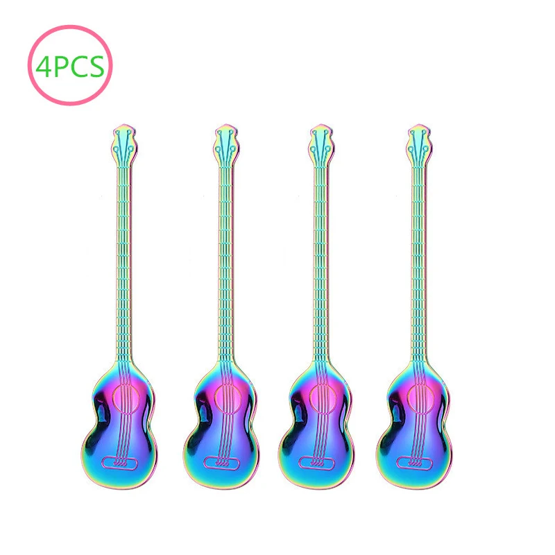 

Creative Guitar Coffee Spoon Set Stainless Steel Dessert Ice Cream Spoon Tea Spoon Coffee Accessories Flatware Drinking Tools