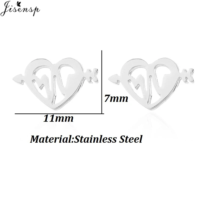 Jisensp Trendy Heart Arrow Stainless Steel Earrings for Women Girls Unique Heartbeat Stud Earrings Fashion Jewelry Gift