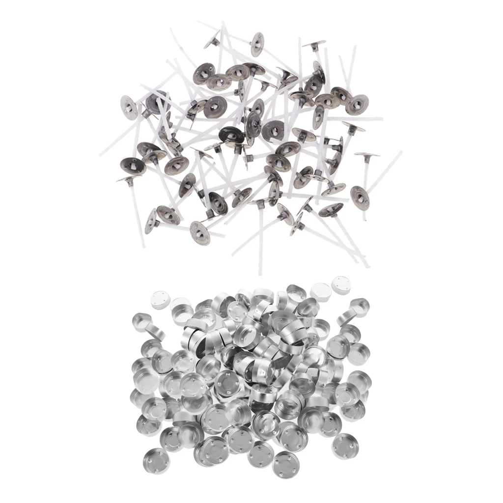 400pcs Aluminium Tea Light Holders Case Containers +3cm Candle Wick DIY Tealight Candles Cups Craft Candle Making Supplies