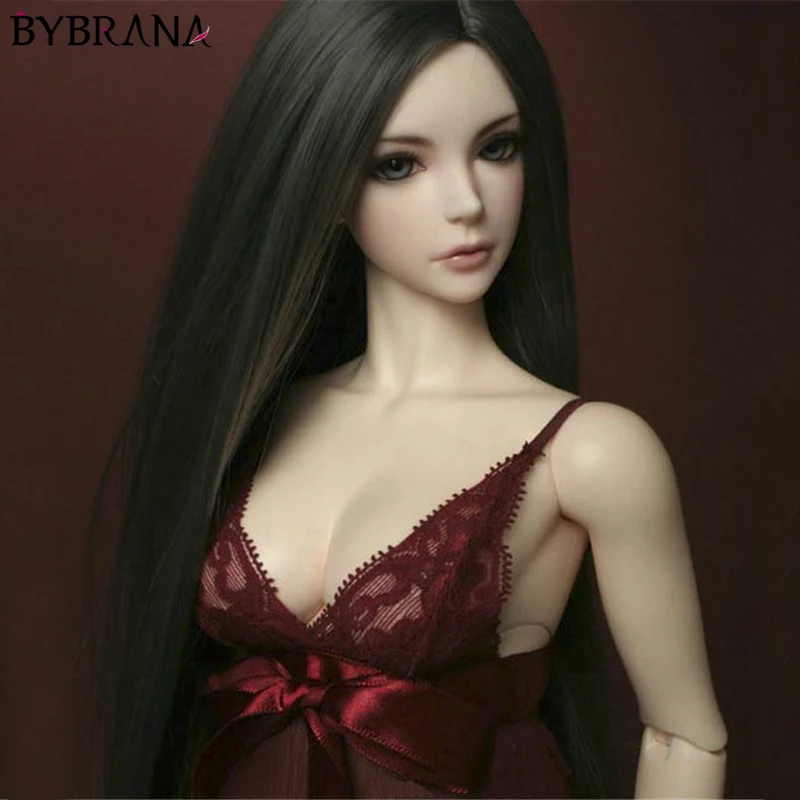 Bybrana 1/3 1/4 1/6 1/8 Bjd парик высокая Температура длинные черные прямые волосы MSD SD Yosd для куклы