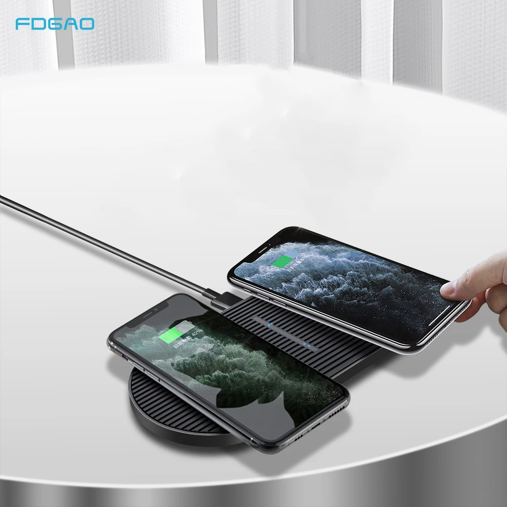FDGAO 20 Вт двойное Беспроводное зарядное устройство Qi для iPhone 11 X XR XS 8 Samsung S10 S20 TYPE C 2 в