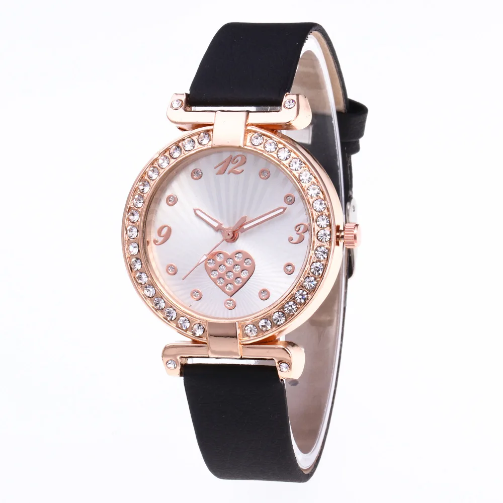 

A New Products 3 Arab with Numbers Dial Heart with Diamond WOMEN'S Belt Casual Watch