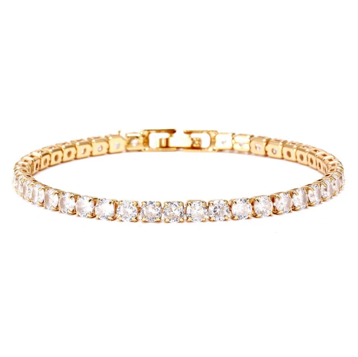 gold color Модные стразы, циркон, медь, браслет-цепочка, золотой, серебряный цвет, браслеты и браслеты для женщин, свадебные ювелирные изделия - Окраска металла: gold color