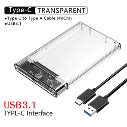 Transparent Portable Hard Drive Enclosure with USB Cable Support (USB3.1(TYPE-C))