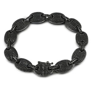 Bling Iced Out для мужчин Рэппер браслет полный стразы проложить золото в Майями кубинской 12 мм звено браслеты Рэппер модные ювелирные изделия Прямая поставка - Окраска металла: Black