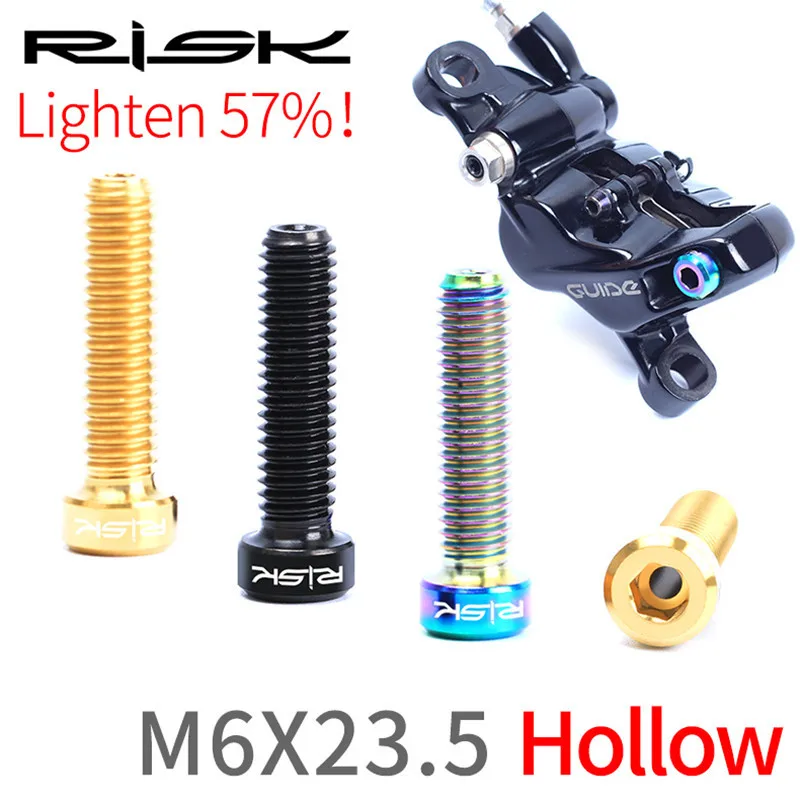 RISK Ultralight M6X23.5 MTB Hydraulic Disc fixed Screw for Shimano Deore Guide XT Separate Oil Cylinder Titanium Hollow Bolts | Спорт и