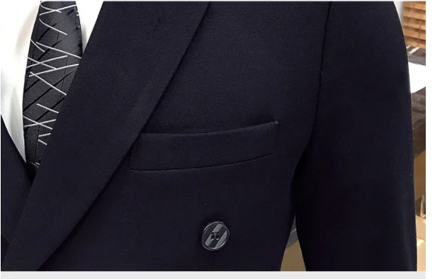 Чистый цвет мужской строгий костюм черный серый Slim Fit Мужские свадебные костюмы размер XXL XXXL двубортный мужской пиджак, жакет+ брюки+ жилет