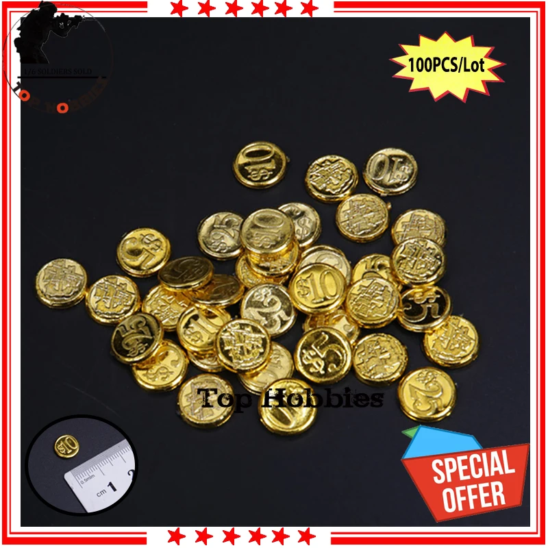 

Экшн-фигурка Sca 1/6 шт./партия, монеты из пластика, Золотая Модель, реквизит в виде сокровищ, пиратские сувениры, имитация сокровищ