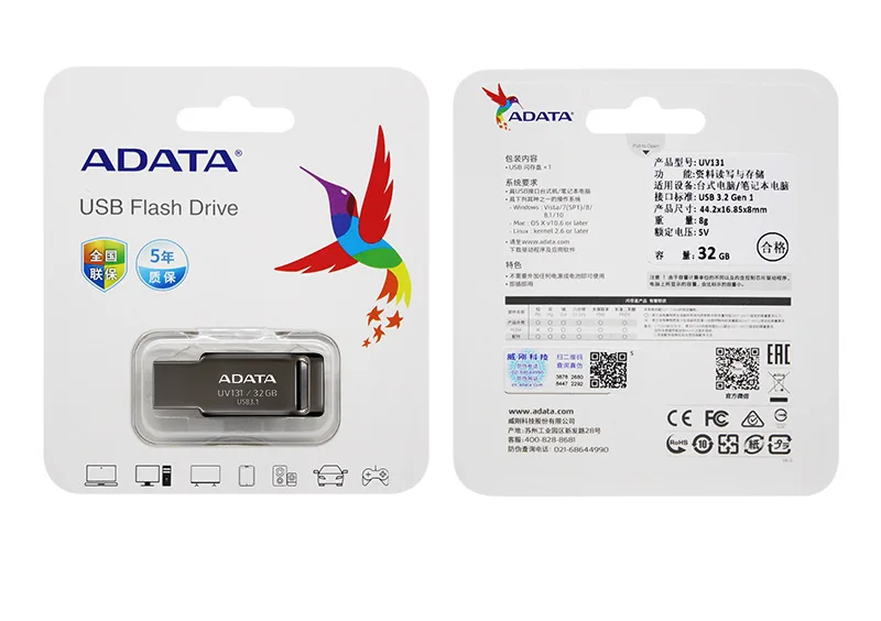 128 gb pen drive ADATA UV131 USB 3.1 64GB Pen Drive 32GB Flash Disk 16GB U Disk High Speed Metal USB Pendrive Memory For Computer 100% Original usb c thumb drive