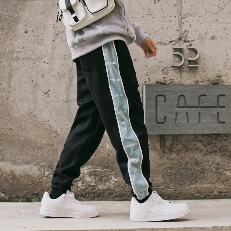 

City Where the Product Origional Winter New Style Two-color Side Edge 1TD Printing plus Velvet Casual Athletic Pants
