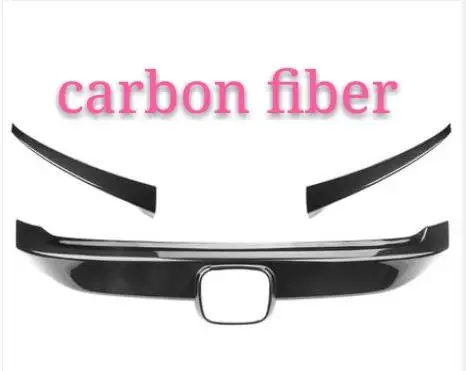 carbon fiber Высокое качество Черный яркость углеродного волокна декоративная решетка для Honda Civic решетка отделка фар бровей - Цвет: carbon fiber