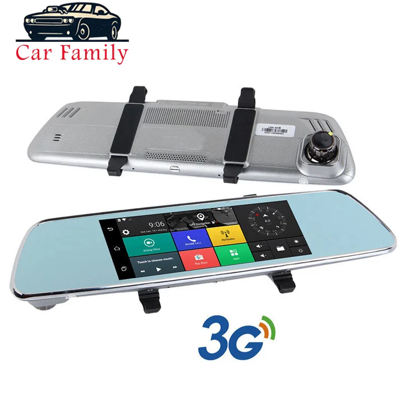 Dash Cam Android 3g 7 дюймов Full HD 1080P автомобиль авто DVR двойной объектив gps навигатор wifi Bluetooth g-сенсор зеркало заднего вида камера