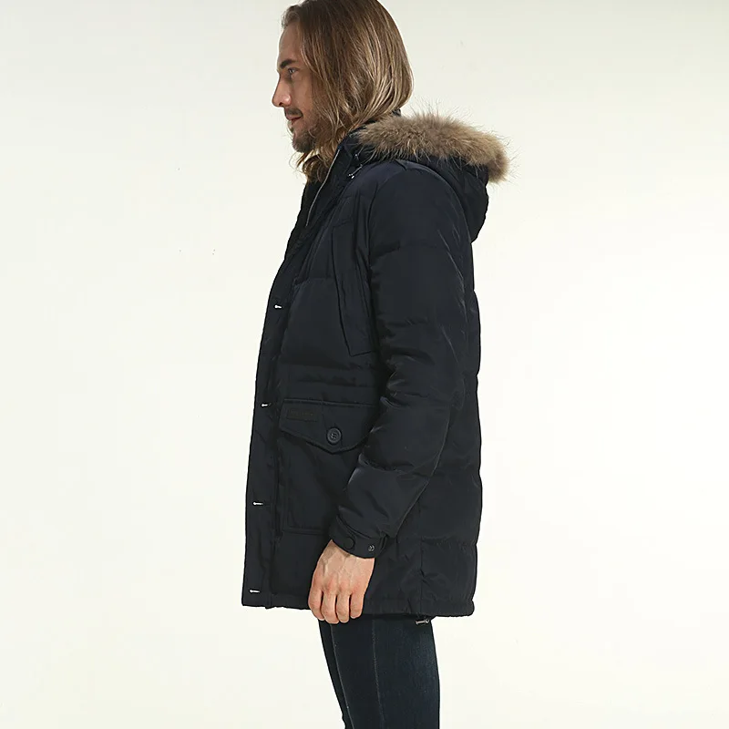 

New 2020 Winter Duck Jacket Men Warm Real Raccoon Fur Collar Male Down Coat European Yongth Long Parka Hot LX2438