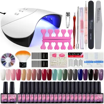 

COSCELIA Pro Nail Set Gel Nail Polish Kit All For Manicure 36W UV LED Lamp Dryer Gel Varnish Top Base For Nail Art Tools Set