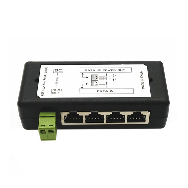 4 порт Poe Инжектор Poe адаптер питания ethernet блок питания Pin 4,5(+)/7,8(-) Входной Dc12V-Dc48V для ip-камеры