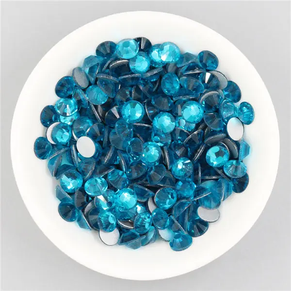 Блестящие кристаллы не горячей фиксации стразы для дизайна ногтей украшения многоцветные стеклянные ювелирные украшения с кристаллами для ногтей/одежды DIY SS3-SS30 - Цвет: 14Capri blue