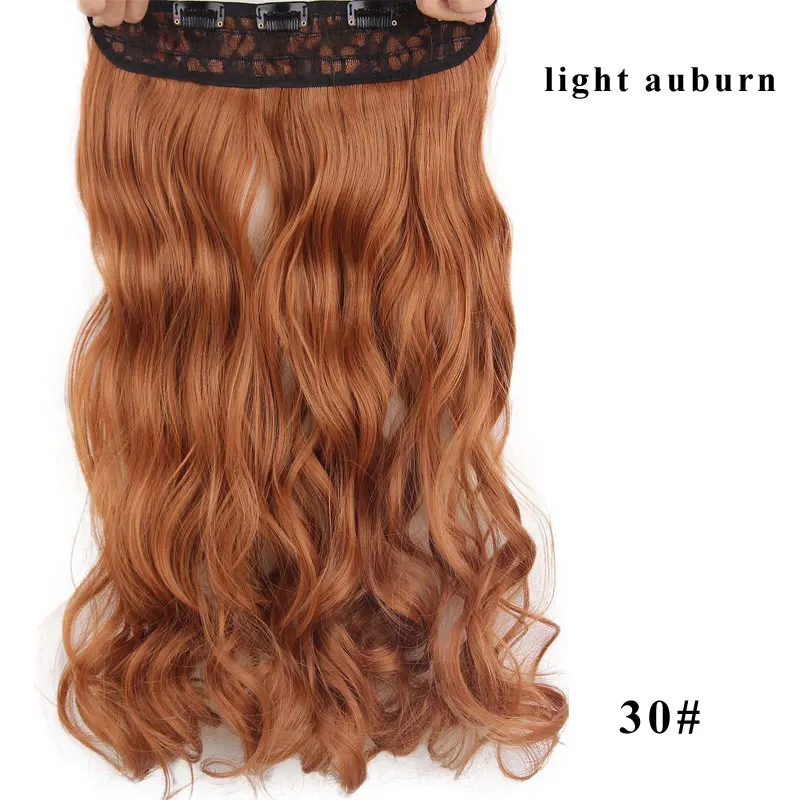 AISI BEAUTY, длинные прямые волосы на заколках, 1 шт., синтетические волосы для наращивания, 5 клипс, накладные волосы блонд, коричневые, черные волосы для женщин - Цвет: D1010-30
