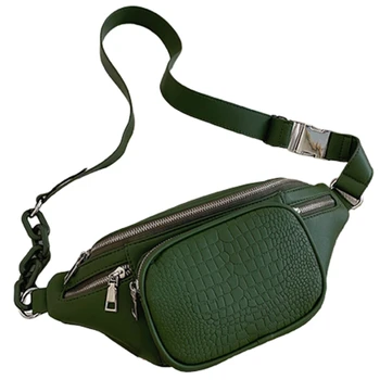 

Fashion Stone Pattern PU Leather Chain Bag Bag on a Leisure Fanny Pack Women Satchel Belly Band Belt Bag