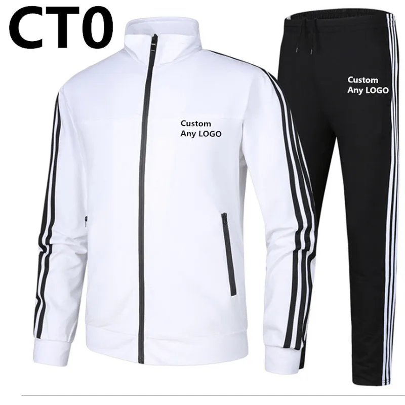 CT0 Для мужчин Harajuku стиль мода Slim fit, спортивные комплекты, хлопковый спортивный костюм из флиса Британский стиль спортивный костюм мужской теплое пальто - Цвет: white