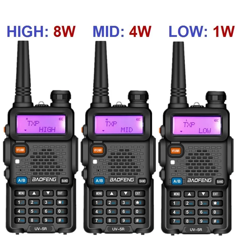 Реальные 8 Вт UV 5R иди и болтай Walkie Talkie VHF UHF приемно передающая радиоустановка