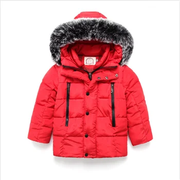 Red Coats Keruishu/теплые плотные куртки и пальто для детей, унисекс меховая шапка, детские парки, пальто 90% хлопок, верхняя одежда для девочек от 2 до 8 лет - Цвет: Red Coats