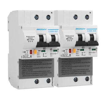 

2pcs 2p WiFi Smart Circuit Breaker with Energy monitoring and meter function for Alexa and Google home