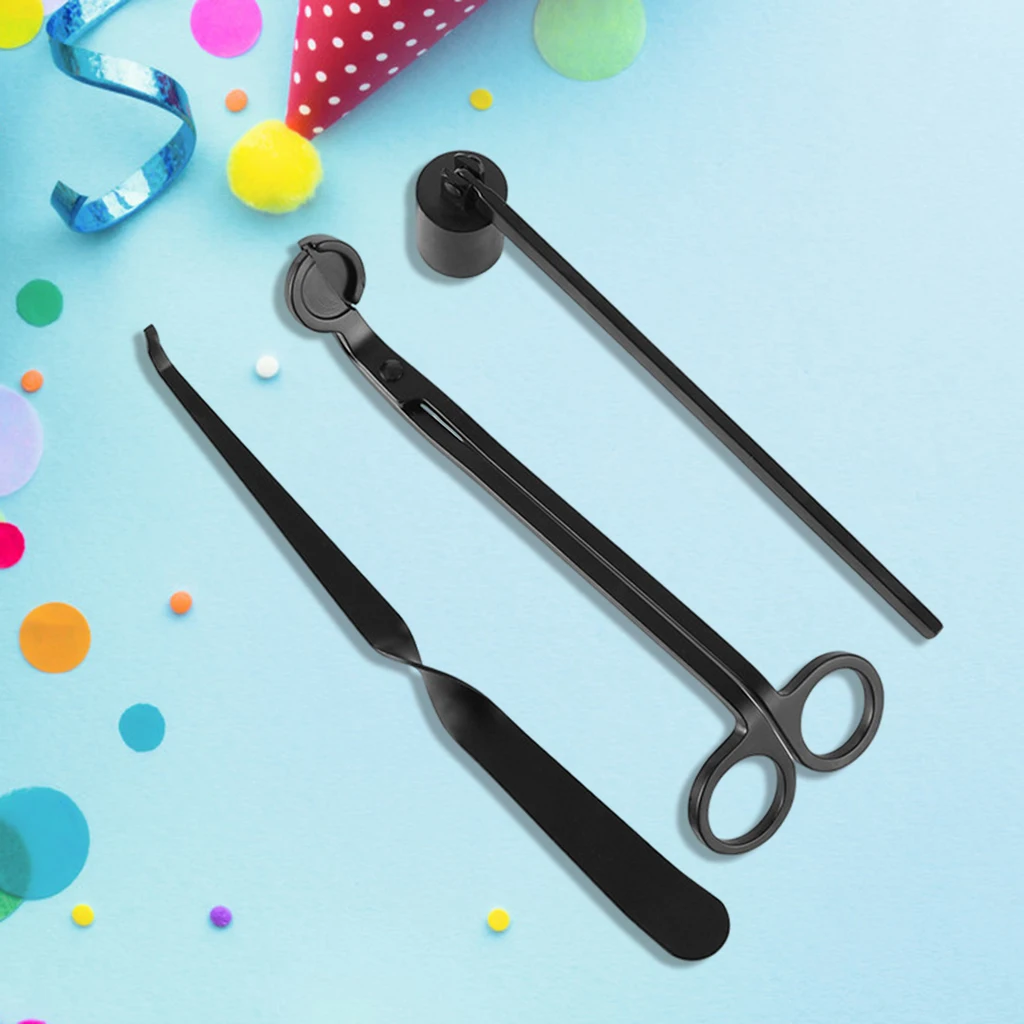 Pack of 3 Candle Accessory Set Tools Wick Trimmer Wick Snuffer Dipper Stainless Steel Candle Caring Tools for Wedding Candle Wick Trimmer Candle Snuffer