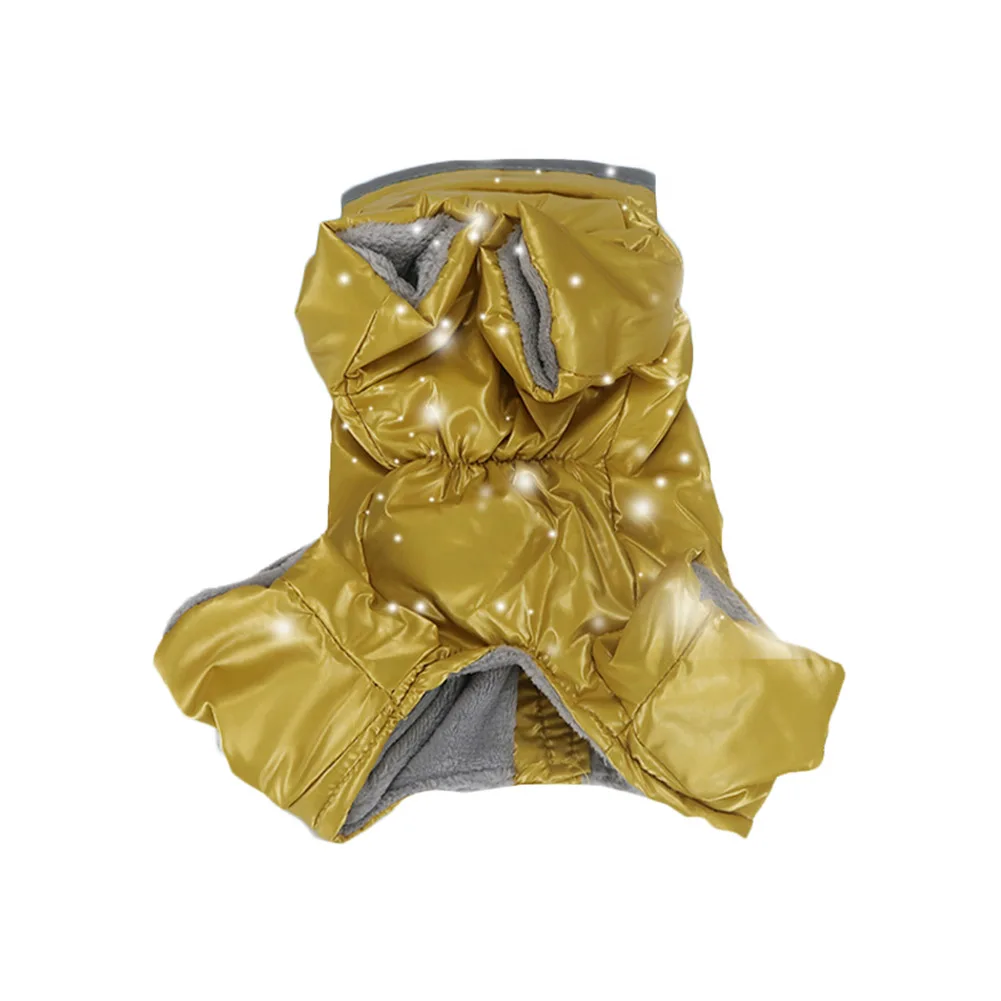 Золотой Pet Dog Clothes Jumpsuit Coat Snowsuit Thicken Warm Soft Gift for Winter Party QJS Shop - Цвет: Золотой