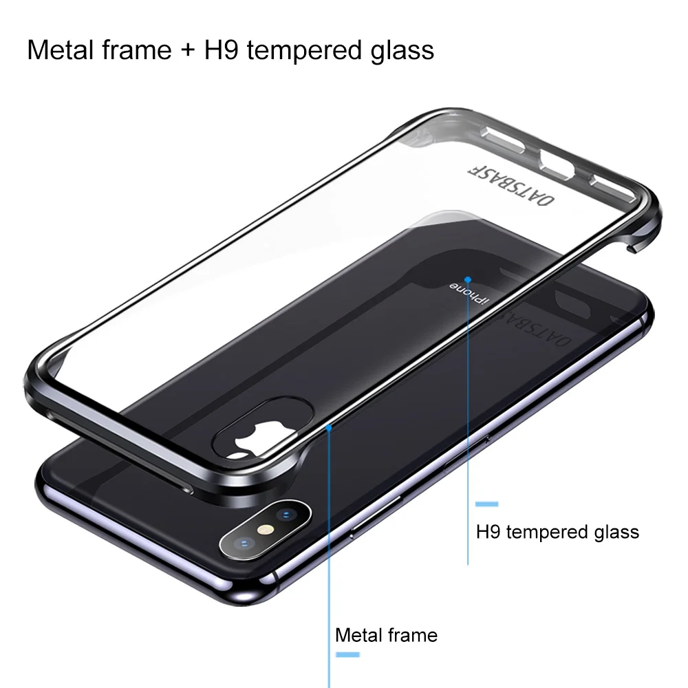 Защитный металлический чехол из закаленного стекла для телефона iPhone XS Max для iPhone X XS прозрачная Противоударная задняя крышка
