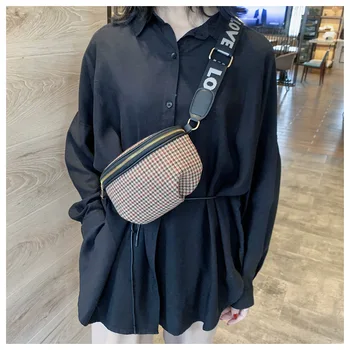 

New Style Bag Women's 2020 New Style Textured Casual Small Waist Pack-Style Simple Thousands of Birds Shoulder Bag
