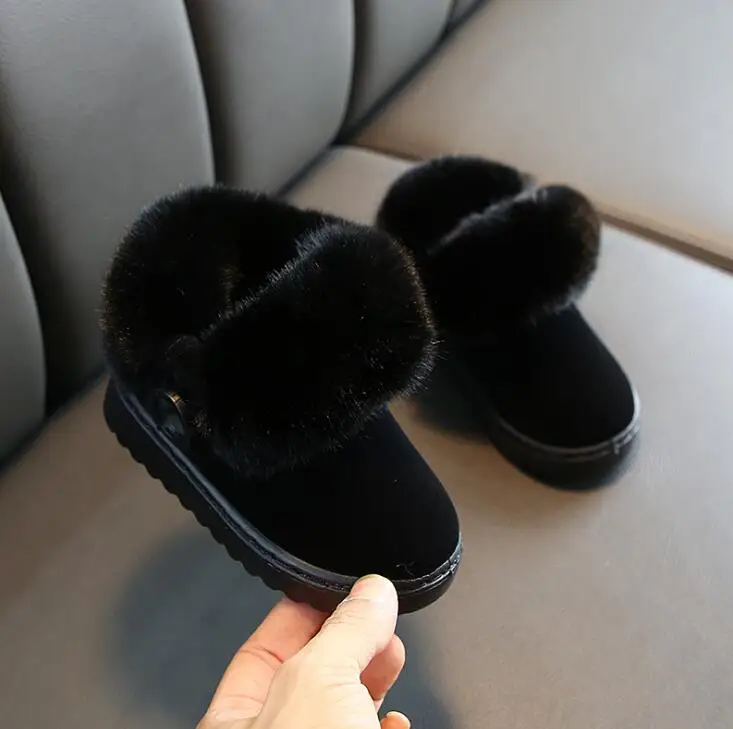 Winter Girls Snow Boots Infant Toddler Plush Boots Outdoor Warm Non-slip Baby Boots Soft Bottom Kids Cotton shoes - Цвет: photo color