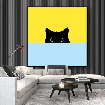 

Modern Nordic Cute Cat Animal Posters and Prints Canvas Painting Wall Art Pictures for Living Room Cuadros Kids Room Decoration