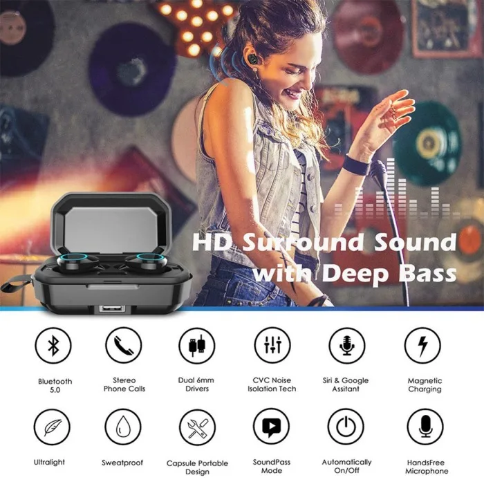 Водонепроницаемый Bluetooth 5,0 наушники TWS в ухо фитнес Беспроводные наушники с зарядкой Pod AS99