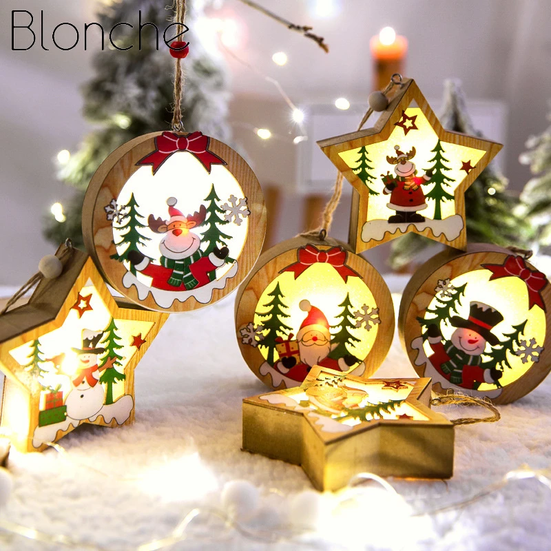 

Blonche Christmas Hoilday Decoration Night Lamp Wooden Suspension Warmth Lights for Living Room Bedroom Christmas Tree Decor