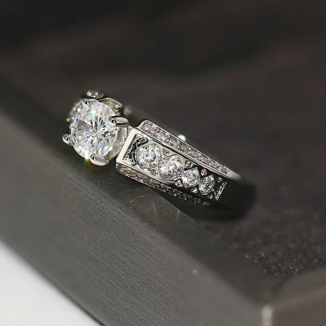 Diamond Rings For Women Zircon Charms Bridal White Gold Engagement Promise Ring Trendy Korean Marriage Jewelry Wholesale