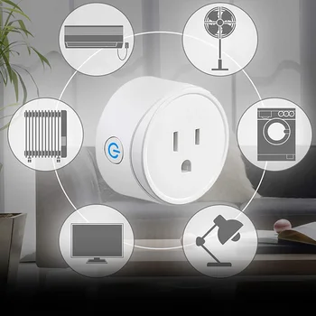 

Adaptor Wireless Remote Voice Control Mini US Wifi Plug Outlet Wireless Remote Smart Socket Work with Alexa Google APP