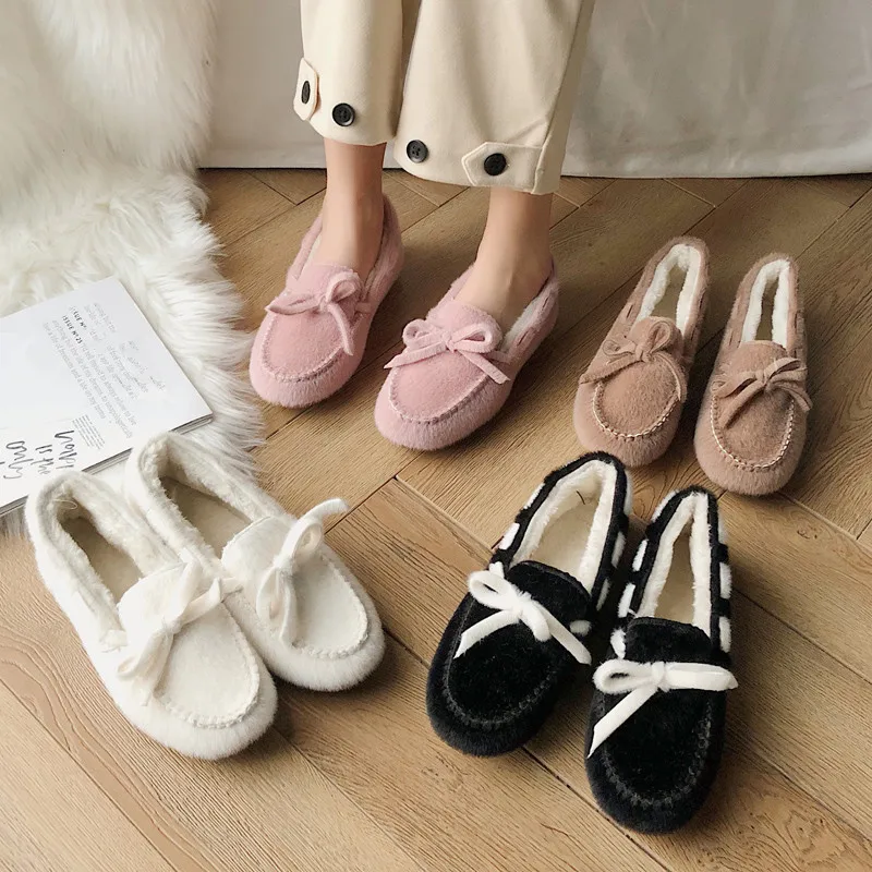 

Slip On Shoes For Women 2019 Fashion Women's Loafers Fur Casual Female Sneakers Shallow Mouth Round Toe Slip-on Modis Winter