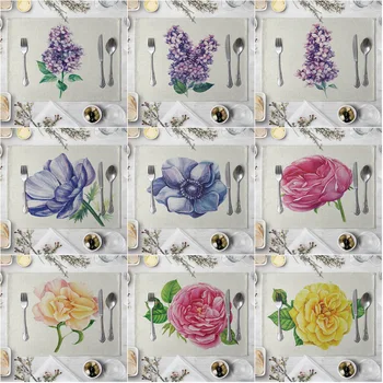 

Rose Flowers Placemat Household Tableware Decoration Individual Table Wedding Mat Tea Mat Coaster Cup Mat Pads