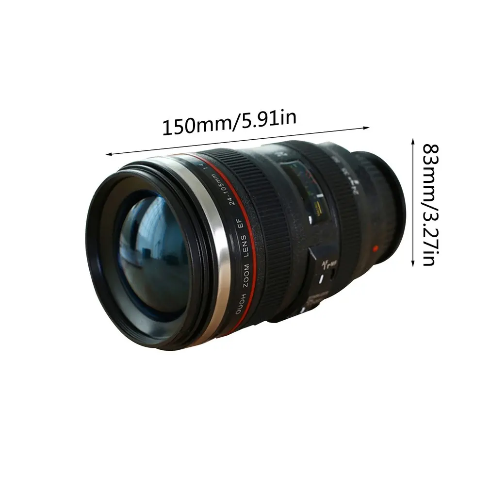 Creative camera does not pour the cup with lid stainless steel liner coffee cup office lens anti-collision personality cup