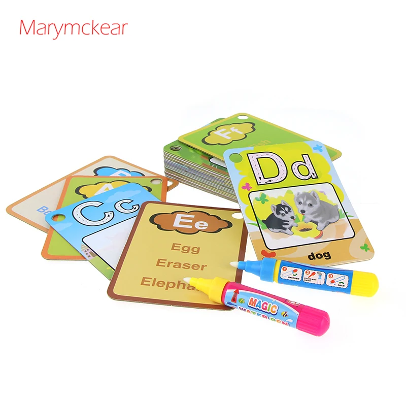 26 букв водные карты для рисования Алфавит Flashcards& 2 каракули-ручки обучения обучающие игрушки флэш-карты для детей