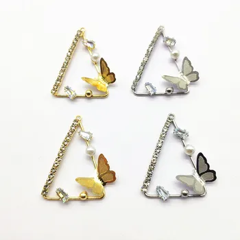 

New arrival! 33x26mm 50pcs Copper/Cubic Zirconia Triangle shape charm for Hand Made Earrings DIY,Jewelry Findings & Components