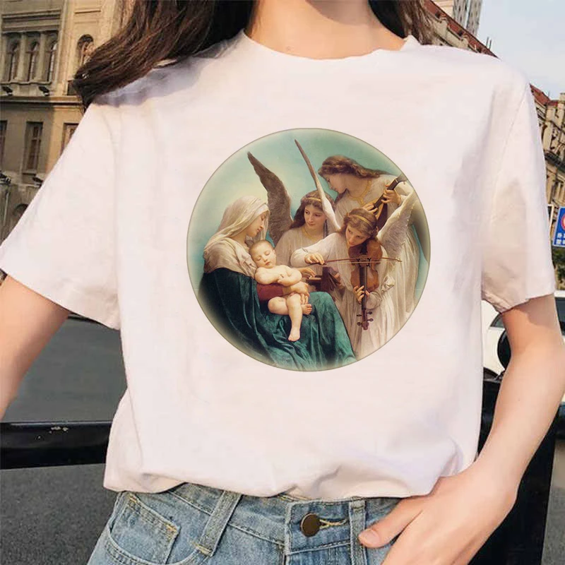 Angel 90s модная футболка женская Kawaii печать с коротким рукавом o-образным вырезом Футболка винтажная мода Ullzang футболки с забавным принтом женская - Цвет: 5555