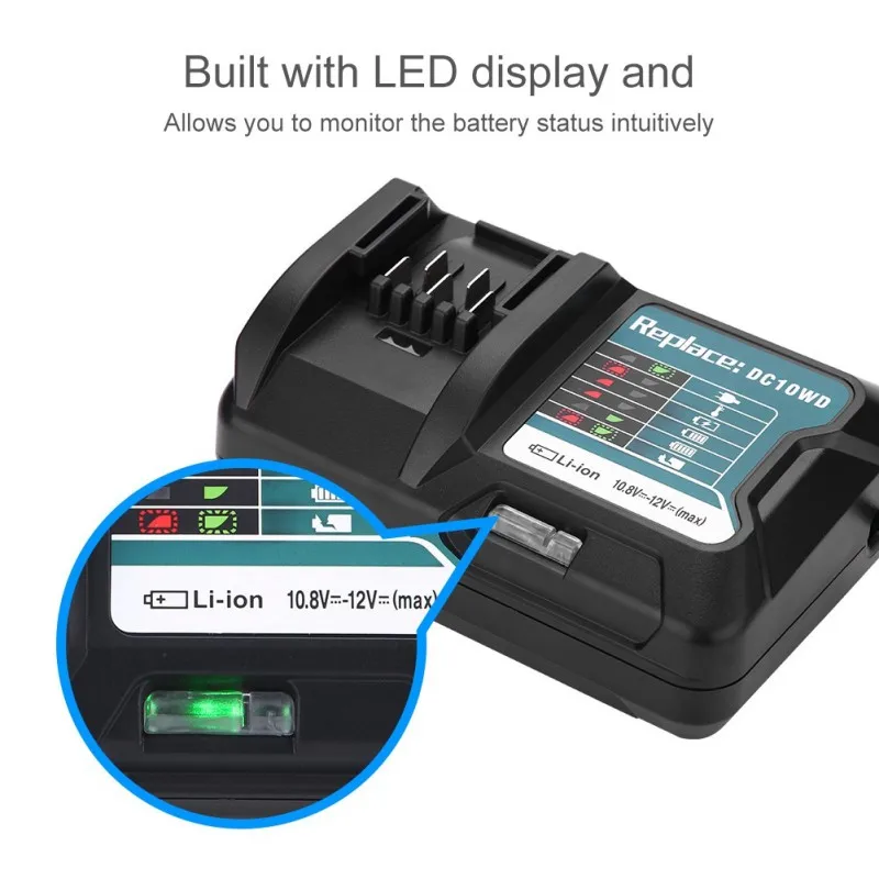 Новое быстрое литиевое зарядное устройство для Makita 10,8 V 12V DC10WD BL1015 DC10WD/DC10SB/DC10WC 100-240V зарядное устройство