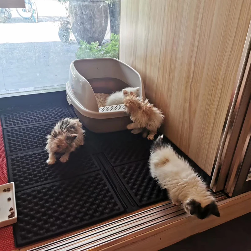 Cat Litter Mat Extra Large EVA Double Side Layer Cat Litter Trapper Waterproof Urine Proof Litter Scatter Control Cat Litter Box