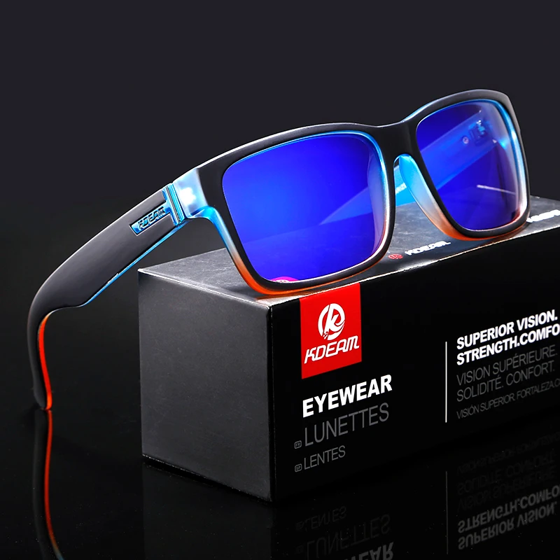 KDEAM для мужчин Поляризованные Солнцезащитные очки Спортивные сумасшедшие цвета солнцезащитные очки Elmore Блокировка-УФ-оттенки с коробкой