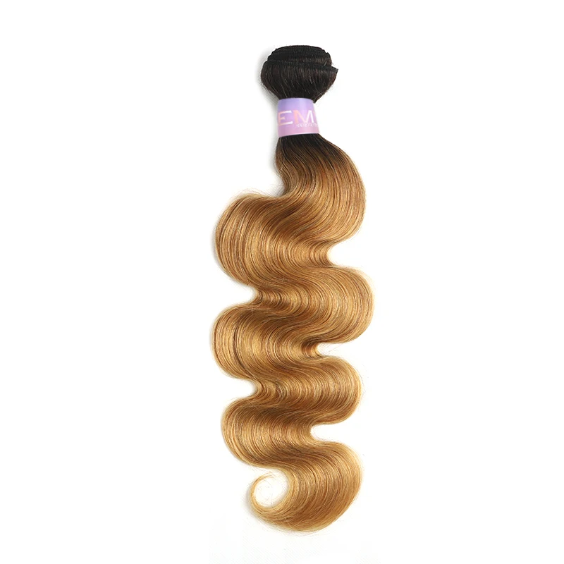 Омбре красно-коричневые пряди волос KEMY волосы бразильские объемные волны натуральные кудрявые пучки волос 8-26 дюймов не Реми волосы для наращивания 1 шт - Цвет волос: T1B-27